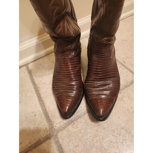 Nocona Boots Women's Cognac Brown Lizard Leather Western Boots Size 8.5 - Picture 3 of 12